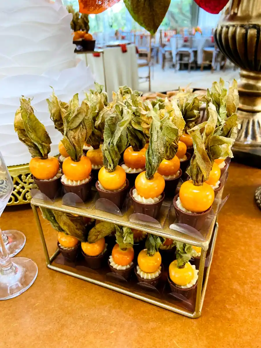 Copinho de Phisalis com recheio de ninho ou brigadeiro branco