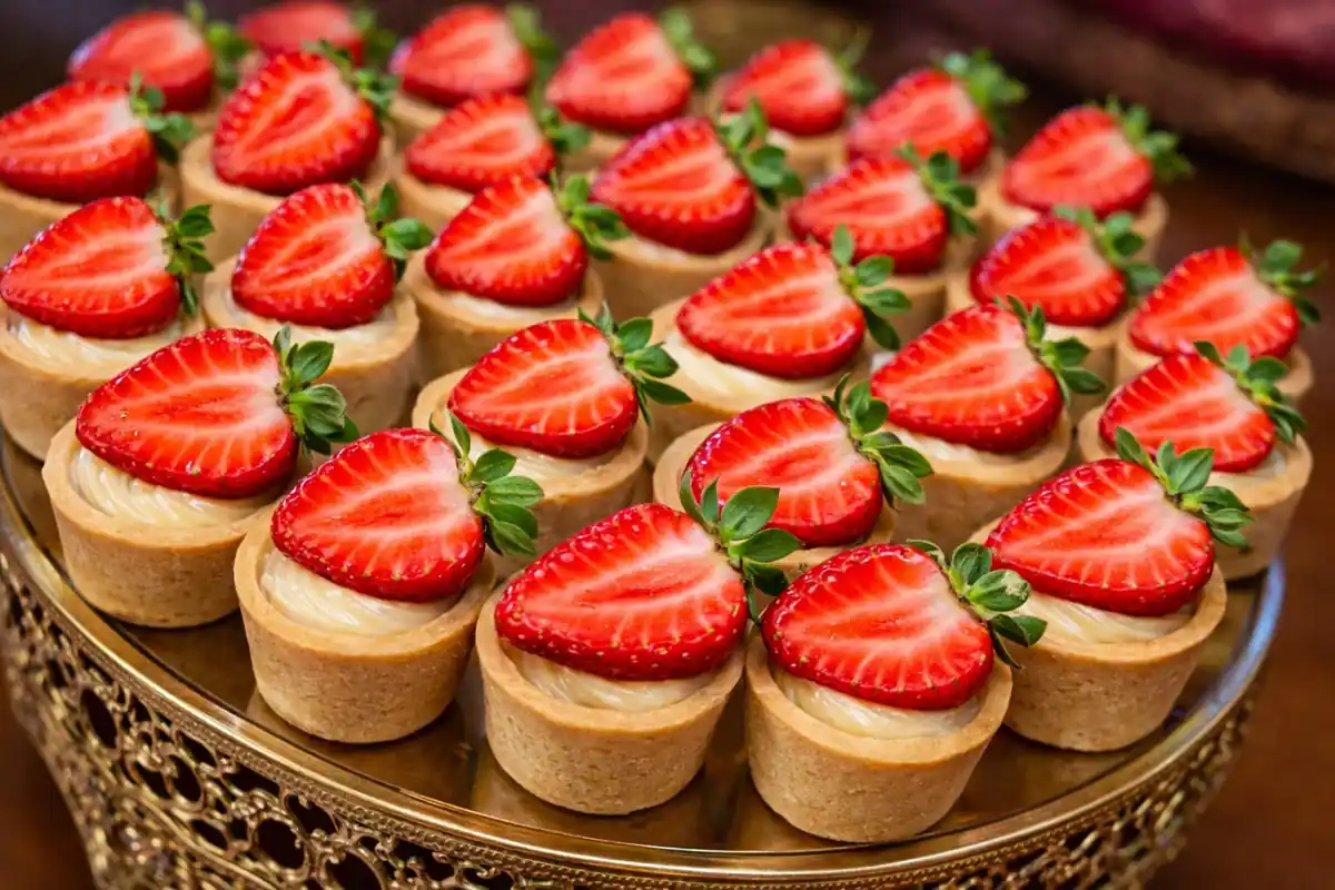 Mini tartalete de morango com creme branco